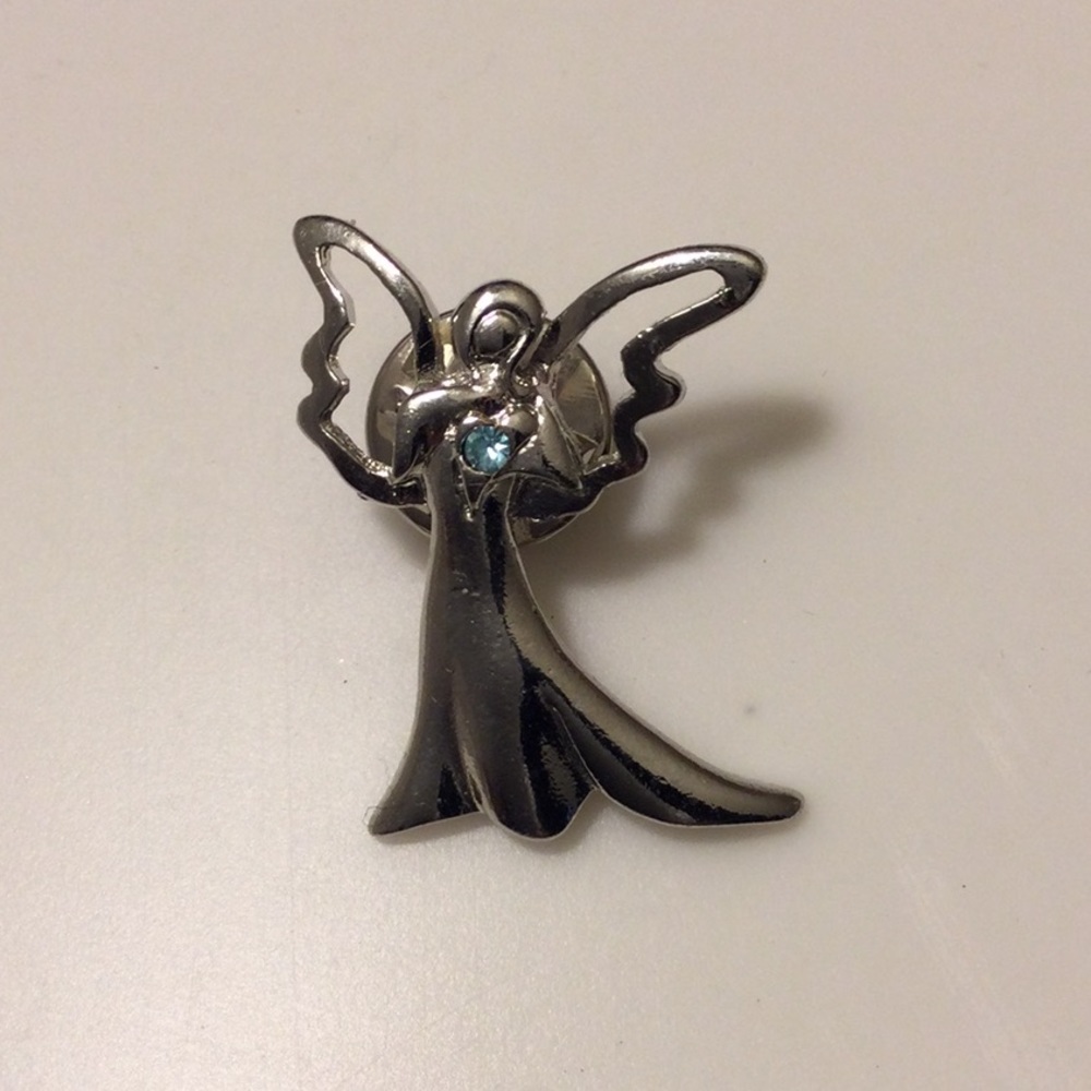 Vintage Camco Silver Tone Angel Pin With Stone